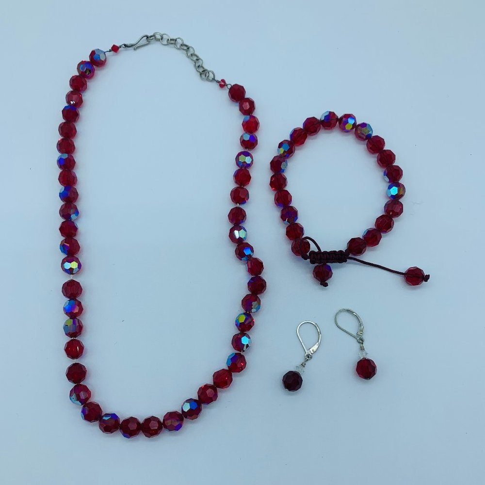 Adrienne Designs 3 piece set made with red Swarovski Crystals